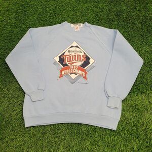 Vintage 1987 Minnesota Twins Sweatshirt Womens XL 21x24 Blue